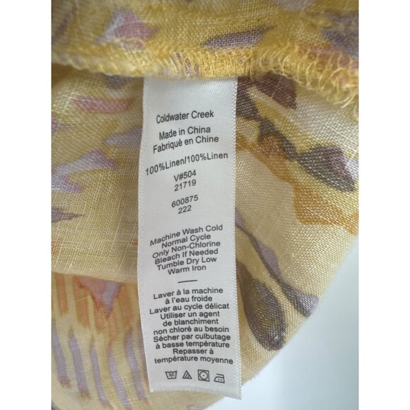 Coldwater Creek Womens linen Shirt top yellow Southwestern print size large - Picture 3 of 4